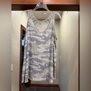 Maurices Gray Camo Tank with Lace Detail